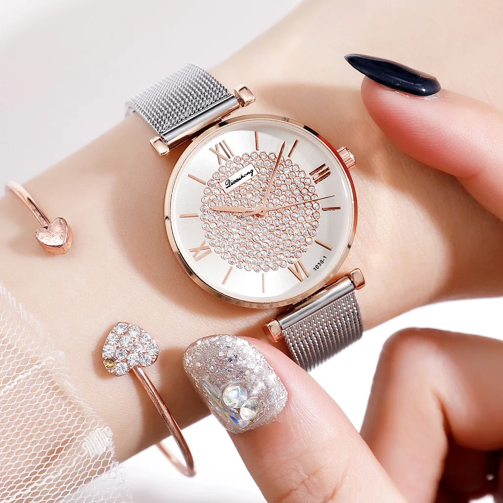 

New Style Hot Selling Ladies' Watch Versatile Stars Cool Quartz Watch Casual Fashion Mesh Belt Watch