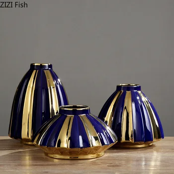 

NORDIC STYLE BLUE CERAMIC VASE FLOWER ARRANGER TV CABINET LIVING ROOM WINE CABINET PORCH CREATIVE HOME DECORATION ACCESSORIES