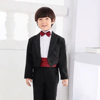 

Baby Boy Tuxedo Suit Party Baptism Birthday Formal Wear Beige Black White Size 1-4T Coat Shirt Pants Vest Belt Boy Suits Set