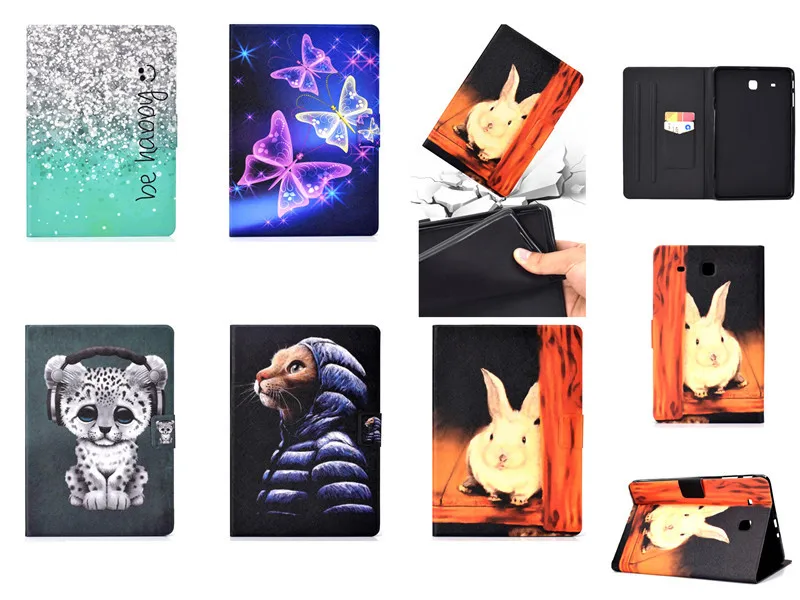 cover for Samsung Galaxy Tab E 9.6 inch Casse T560 T561 Cover Stand PU Leather Case for Samsung Tab E 9.6 '' Case sm-t560 Cute