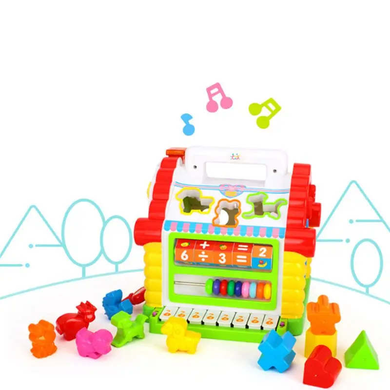 Children fun tree house activity cube cabin with music light learning