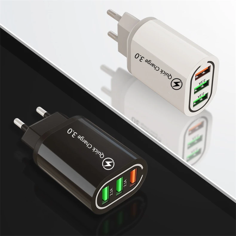 

3 Ports USB Charger Quick Charge 3.0 Fast USB Wall Charger Portable Mobile Charger Adapter for Xiaomi iPhone 11 X 8 7 Plus