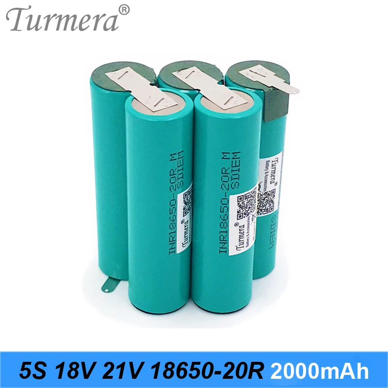 Turmera 5S 18V 21V for samsung INR18650-20RM 2000mAh 4000mAh 20A Battery Soldering Battery for 18V Screwdriver Shrika and Vacuum Cleaner Use 05