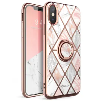 

For iphone X Xs Case i-Blason Cosmo Snap Slim Marble Cover with Built-in 360° Rotatable Ring Holder Kickstand Support Car Mount