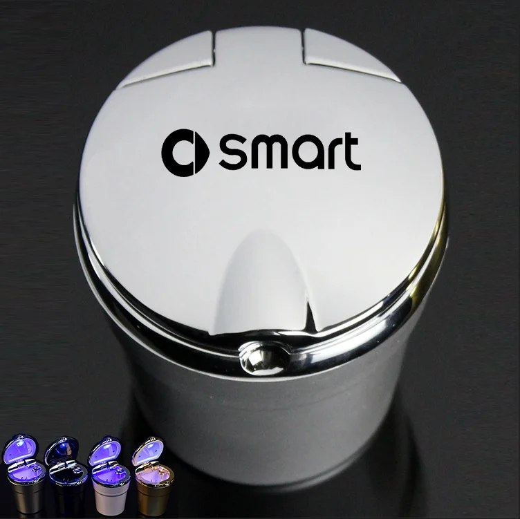 

Car Logo Ashtray With LED Blue Light Office Ashtray For Mercedes Benz Smart Fortwo 451 Forfour Car Styling Interior