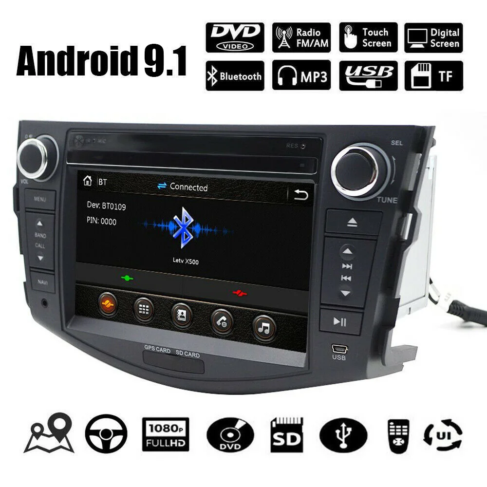 Android 9,1 2 Din Автомобильный мультимедийный плеер для Toyota RAV4 " 2 din Автомобильный dvd-радио GPS навигация UBS BT DVR dab+ TPMS