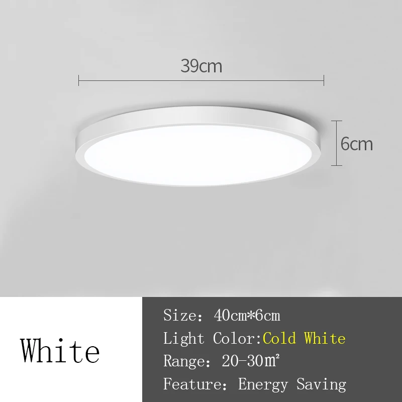 Современный светодиодный потолочный светильник, AC165-265V потолочный светильник, круглый подвесной светильник для гостиной, светильник для дома - Цвет корпуса: White Cover 39cm
