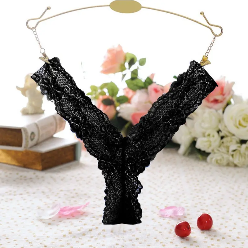 Aayomet Lace Underwear for Women Luxury Embroidery Womens Lace Sexy  Transparent Low Rise Thong (Black, One Size)