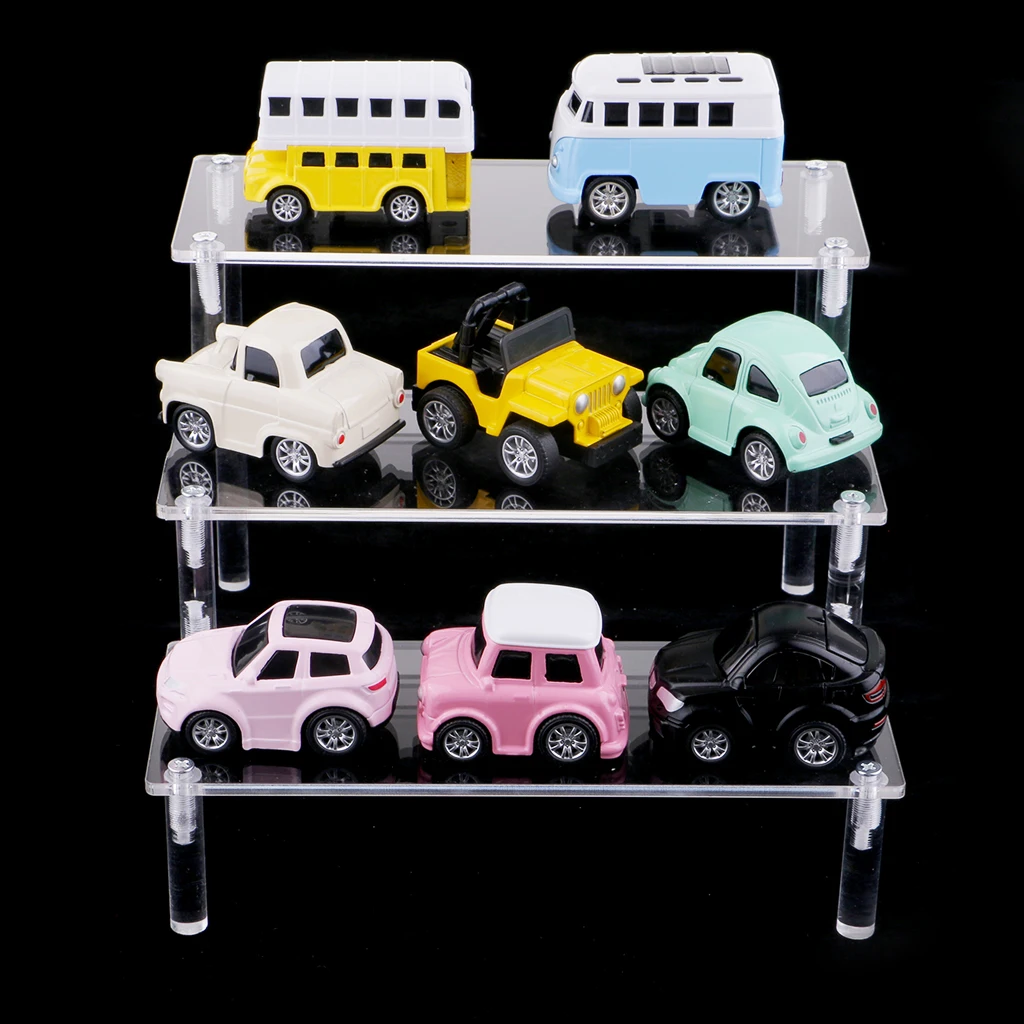 Figures Display Stand Acrylic 3 Tier Shelf Removable for Action Figures Car Airplan Model Show