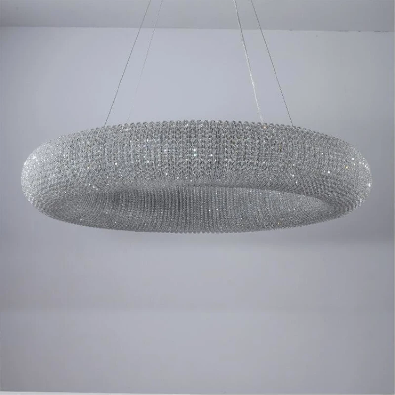 Luxury Crystal Living Room Chandelier Ring LED Modern Hotel Engineering Decorative Light Nordic Simple Lamp