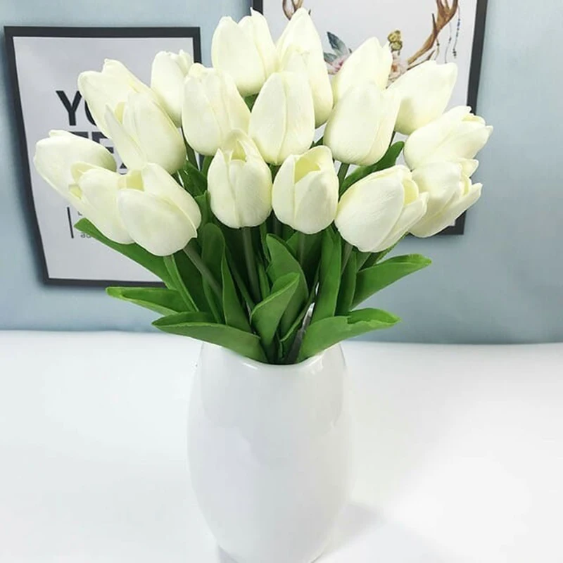 

5pcs/lot PU Tulips Artificial Flower Real Touch Artificial Bouquet Fake Flower Wedding Home Party Garen Decoration