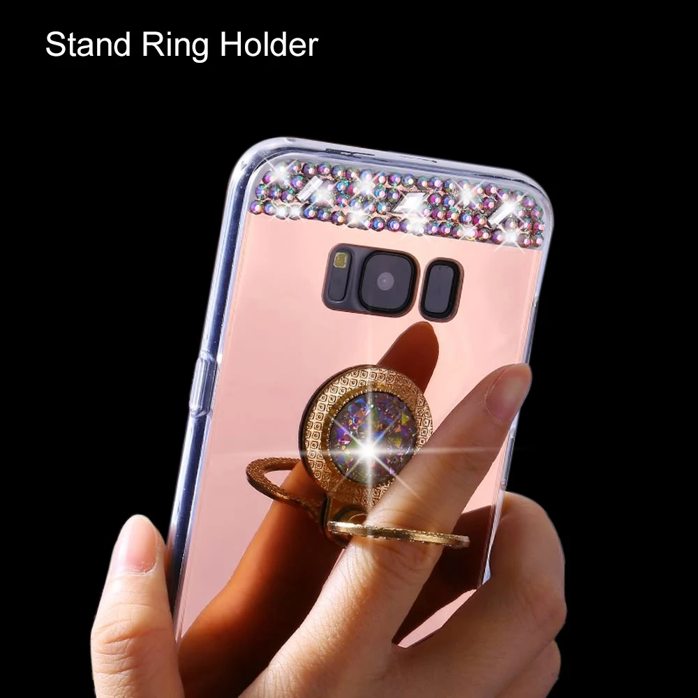 LLZ.COQUE роскошный 3D Блестящий зеркальный чехол с подставкой для Samsung S10 S10e S6 S7 S9 S8 Note 8