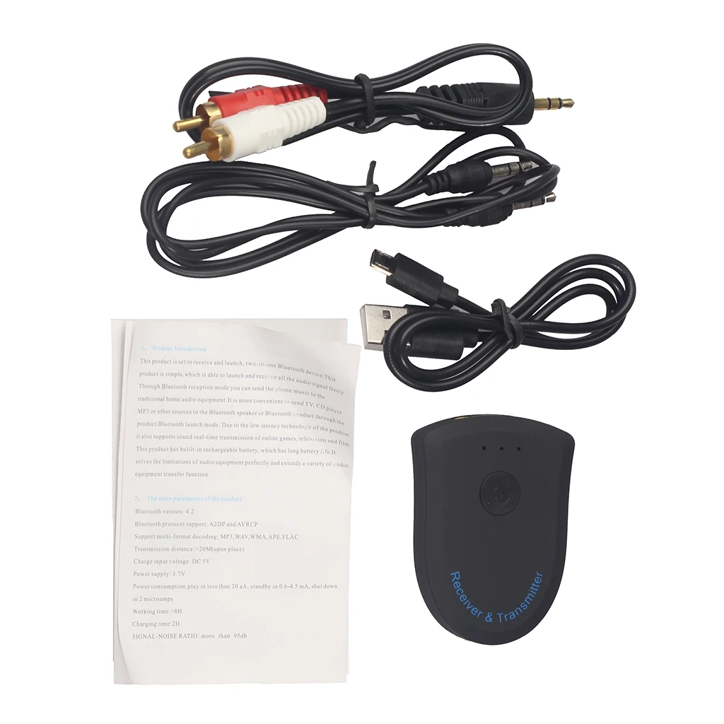 2 in 1 Transceiver w/ 3.5mm Male to 2RCA Male Cable HIFI Adapter for TV MP3