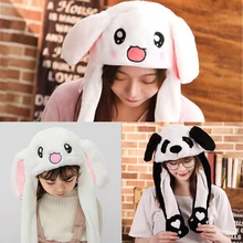 Милая шапка с заячьими ушами для женщин, девочек, может двигаться шапка с ушками tiktok, бархатная детская теплая шапка, веселые веерные уши, осенние зимние вязаные шапки