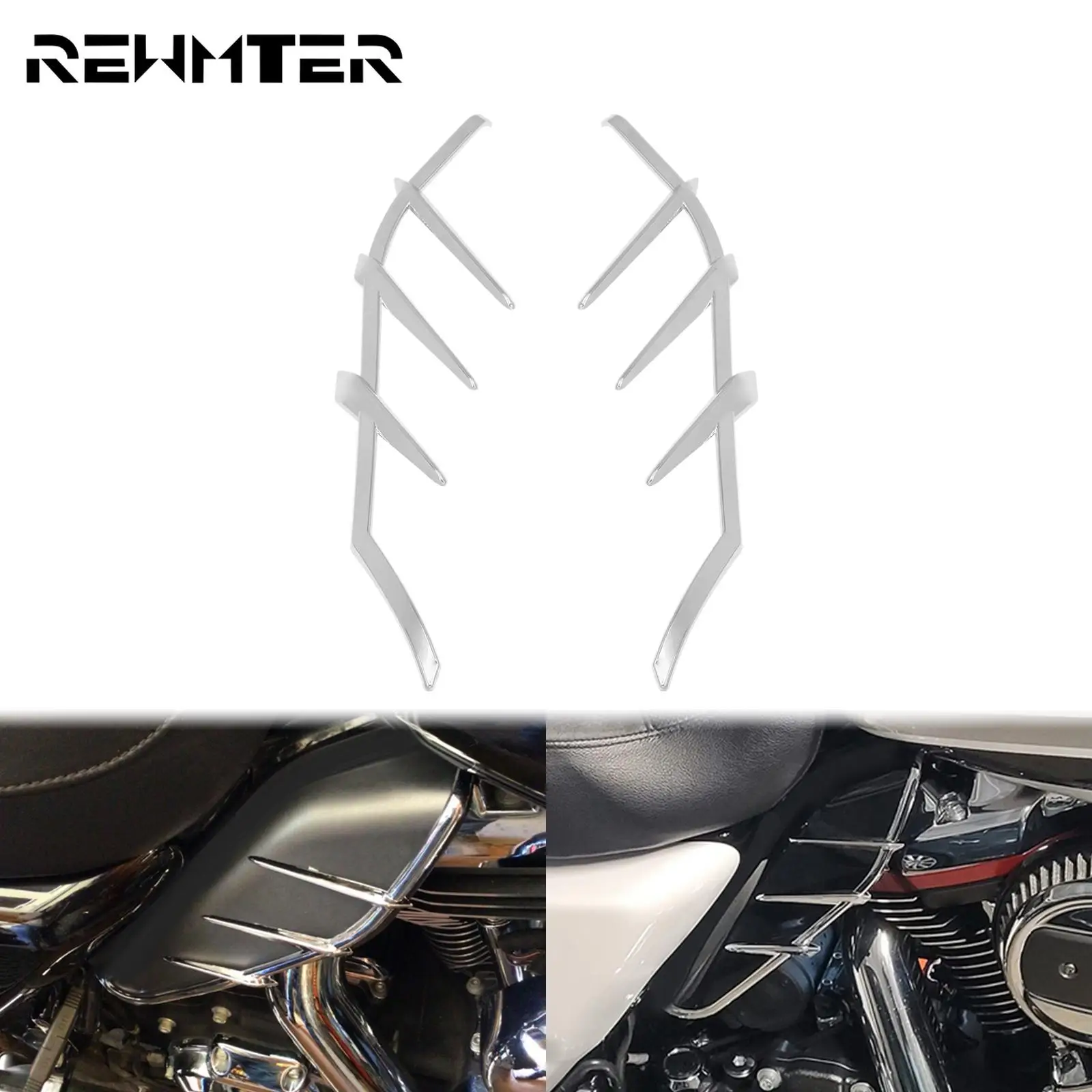 

Motorcycle ABS Mid-Frame Air Deflectors Trims Chrome For Harley Touring Road King Electra Street Glide FLH 2009-2016 CVO Limited