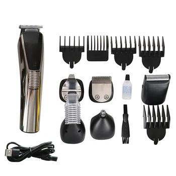 

6-in-1 Electric Hair Clipper USB Rechargeable Hair/Detail/Beard/Nose Hair/Body Trimmer Quiet Hair Clippers
