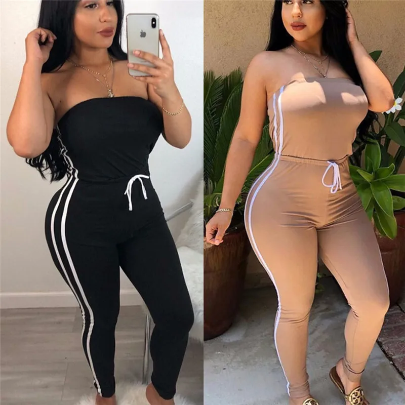 Summer Women Off Shoulder Jumpsuits Fashion 2019 New Brand Ladies Lace Up Solid Loose Elastic Romper Ladies Bodysuits Casual Summer Women Off Shoulder Jumpsuits Fashion 2019 New Brand Ladies Lace Up Solid Loose Elastic Romper Ladies Bodysuits Casual