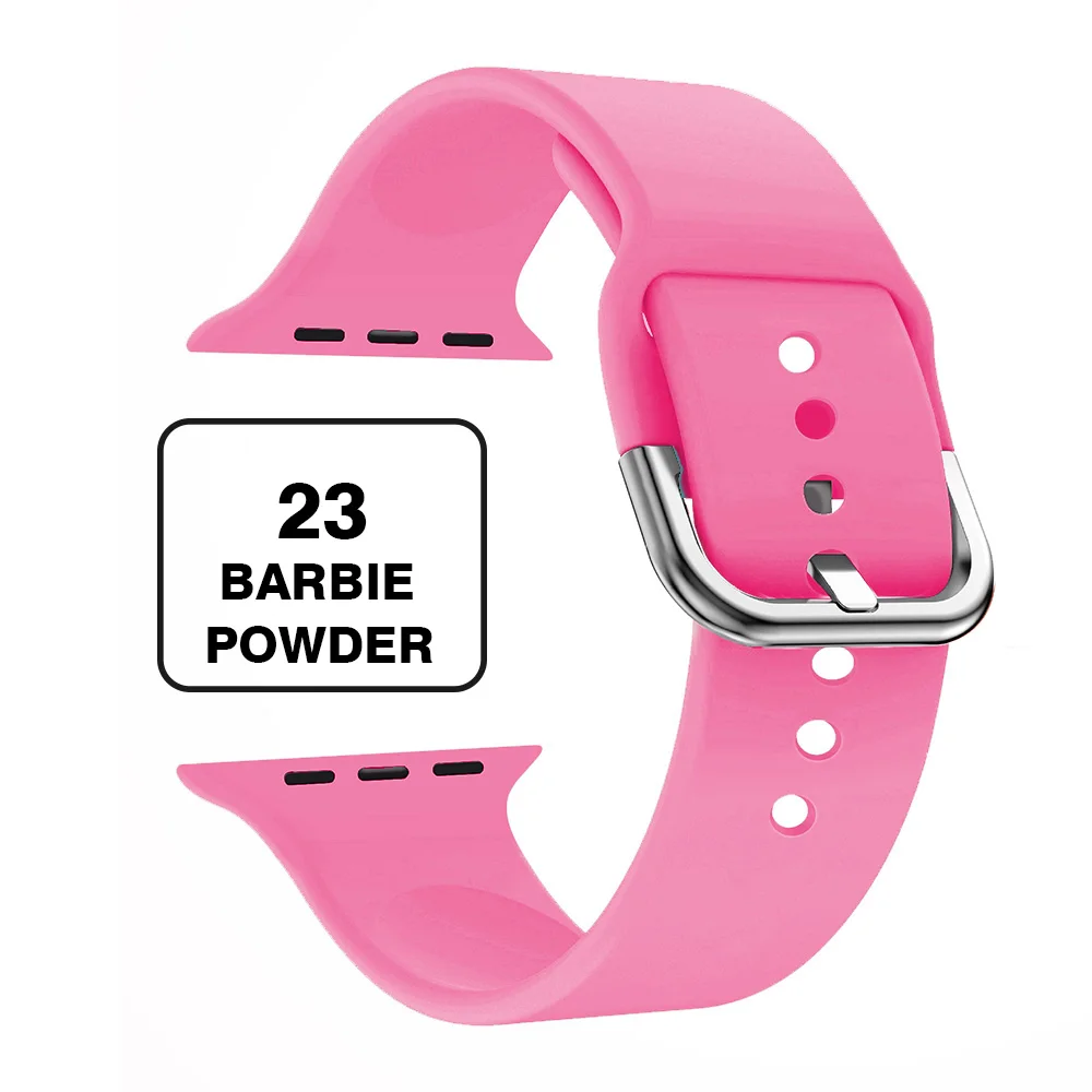 Band for Apple Watch 4 40mm 44mm Soft Silicone Sport Breathable Bracelet Strap for iWatch Series 5 4 3 2 1 correa 38mm 42mm - Цвет ремешка: Barbie powder