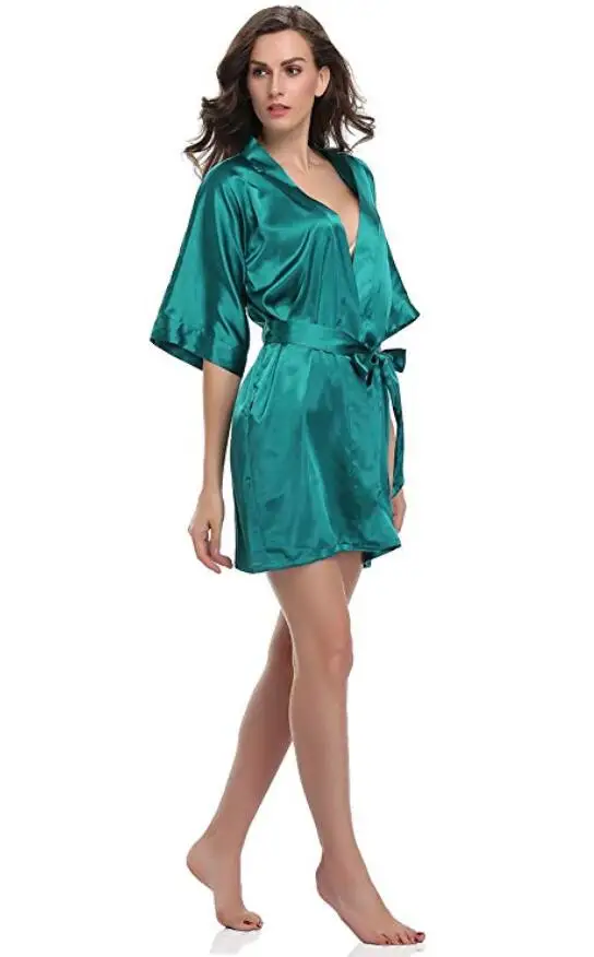 Satin Robes Short Kimono bathrobe Women's Simplicity Pajamas Wedding Party women sleepwear sleepwear pajamas bride robes silk robe women dress