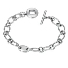 Подлинный 925 пробы, серебряные ювелирные изделия, простые, модные, круглые, с квадратным отверстием, пряжка, серебряная цепочка, браслет, чтобы отправить девочкам подарки