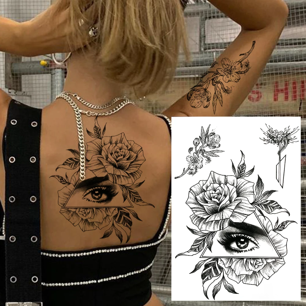 Black Lion Dahlia Temporary Tattoos For Women Adult Realistic Tiger Wolf Reindeer Snake Bird Fake Tattoo Sticker Washable Tatoos