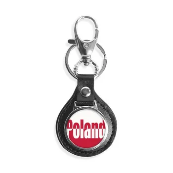 

Poland Country Flag Name Leather Metal Key Chain Ring Car Keychain Gift
