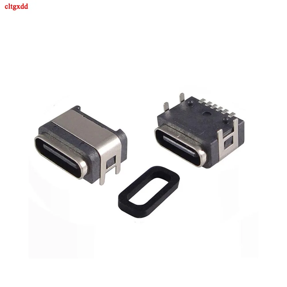 1 pçs tipo c 3.1 usb fêmea jack 6p 4 pés smd inline painel impermeável dwaterproof água diy conector reparo