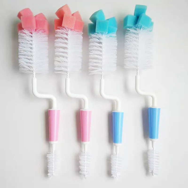 

Infant Sponge Head Bottle Brush 360-Degree Rotating Double Headed Nylon Bottle Brush Teat Brush