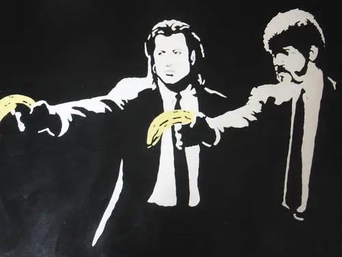 

100%Handmade Banksy Pulp Fiction tribute 30x20 inches Oil Painting