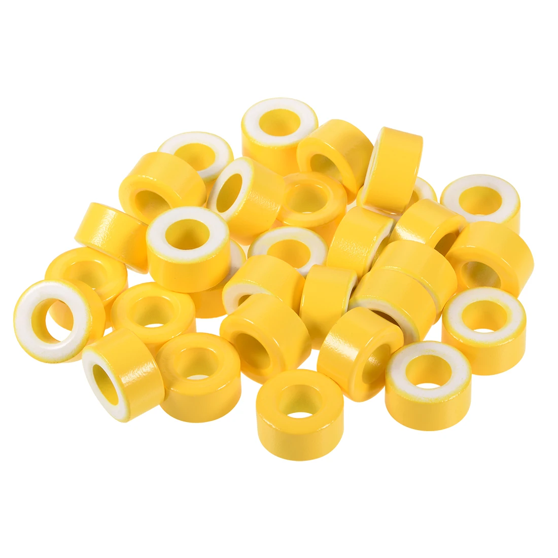 

uxcell 35pcs 14 x 27.3 x 14.8mm Ferrite Ring Iron Powder Toroid Cores Yellow White