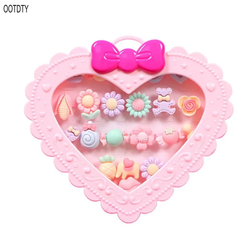 OOTDTY 20pcs Девушка Теплый цвет кольца с галстуком-бабочкой коробка принцесса ювелирные изделия необычный подарок детская игрушка