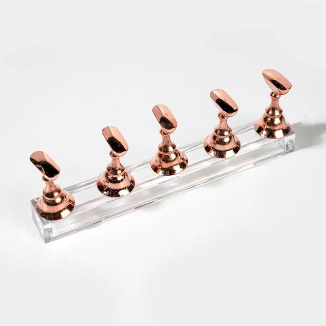 Multi-color 5Pcs Magnet Magnetic Nail Tip Display Work Stand Set 10.5X7X1.5cm 5Pcs Press On Nail Tool Nail Art Practice Holder Rose