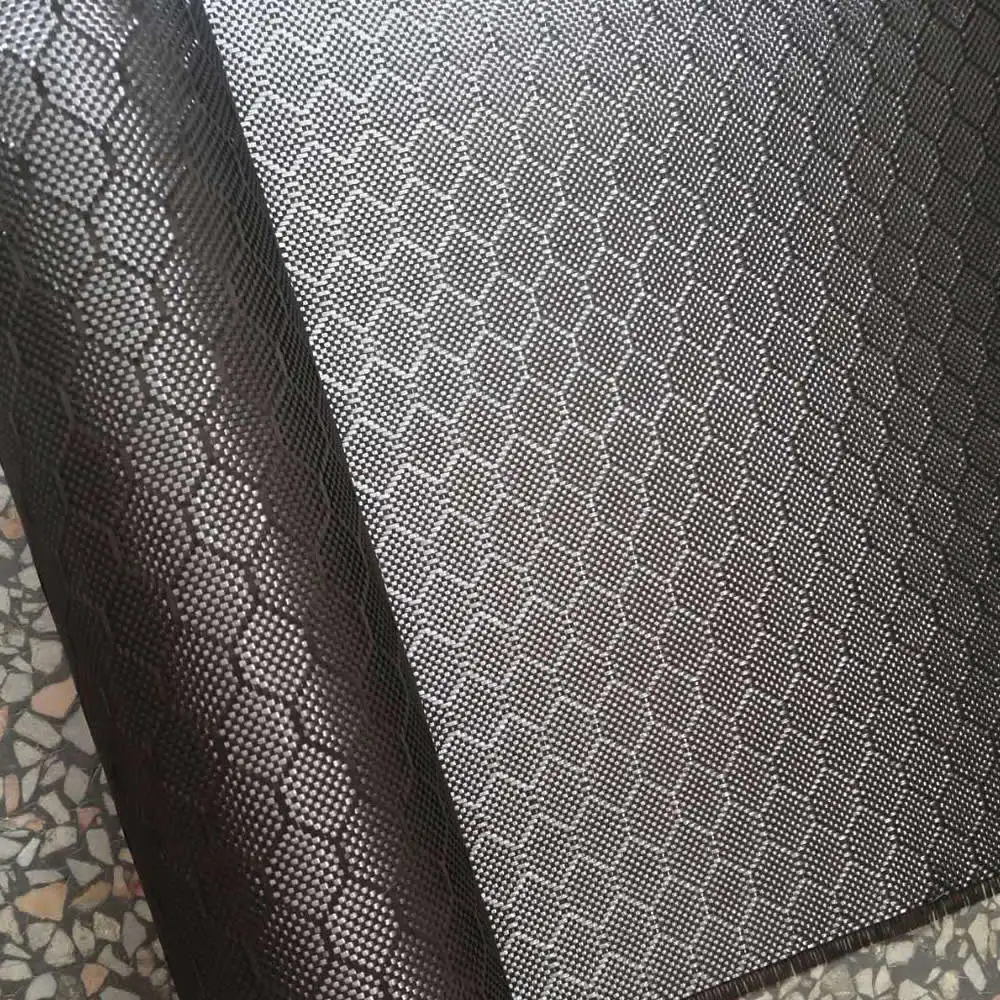 Liso-Tela de fibra de carbono hexagonal de aramida de nuevo diseño con tela  jacquard de