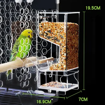 

1 Anti-spatter And Splash-proof Parrot Feeder Bird Poultry Feeder Automatic Acrylic Food Box Parrot Pigeon Pet Bird Feeder