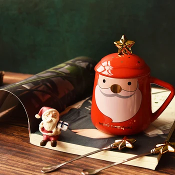 

EWAYS 350ML New Christmas Ceramic Coffee Mug 3D Snowman Creative Cartoon Milk Breakfast Cup Christmas Gift