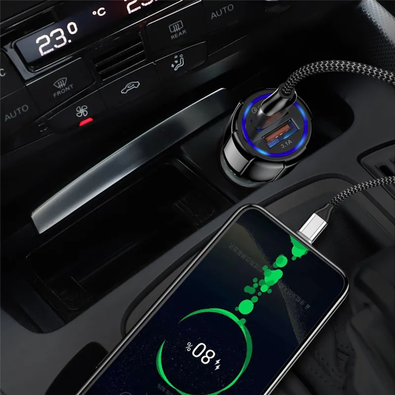 Автомобильное зарядное устройство Quick Charge 3,0 Автомобильное usb-устройство для зарядки телефона быстрое зарядное устройство для iPhone 6 6S 7 8 Plus samsung S9 10 Xiaomi Mi 8 9 Carregador