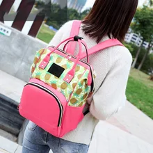 Fashion Cartoon Travel Pineapple Print Mummy Bag Large Capacity Waterproof Backpack Multi-function Backpack #m