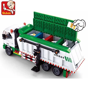 

432pcs City Garbage Classification Truck Car 100 Cards Building Blocks Sets Brinquedos Playmobil Educational Toys For Children