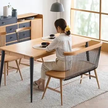 

Solid wood dining chair wrought iron Windsor chair Nordic minimalist restaurant ins wind ash dining table and chair E4174