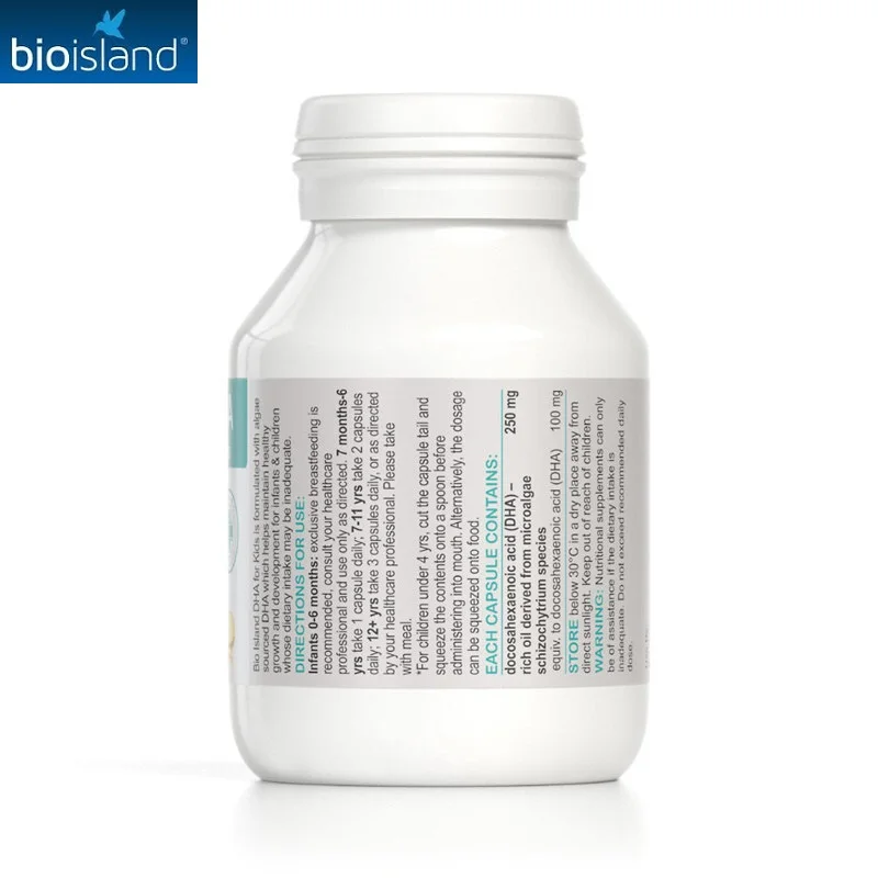 BioIsland здоровая DHA 60 капсулы для детей Omega 3 с маслом из морских водорослей