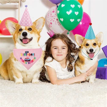 

2020 Funny Cute Pet Cat Dog Birthday Headwear Caps Hat Party Supplies Costume Bandana Headwear Letter Star Print Pet