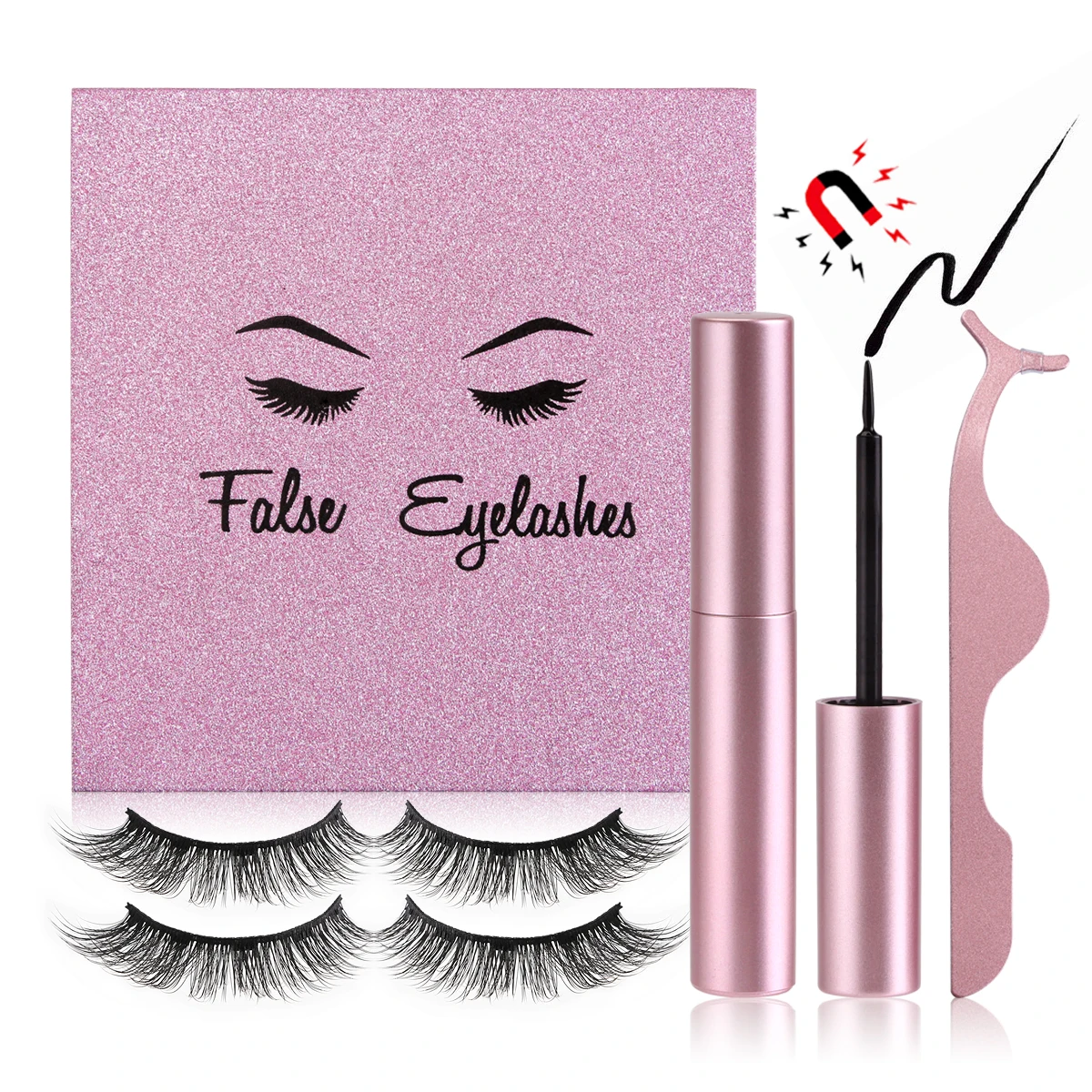 MAGEFY наборами по 2 пары Магнитная Eyelashs набор магнит жидкая подводка для глаз и