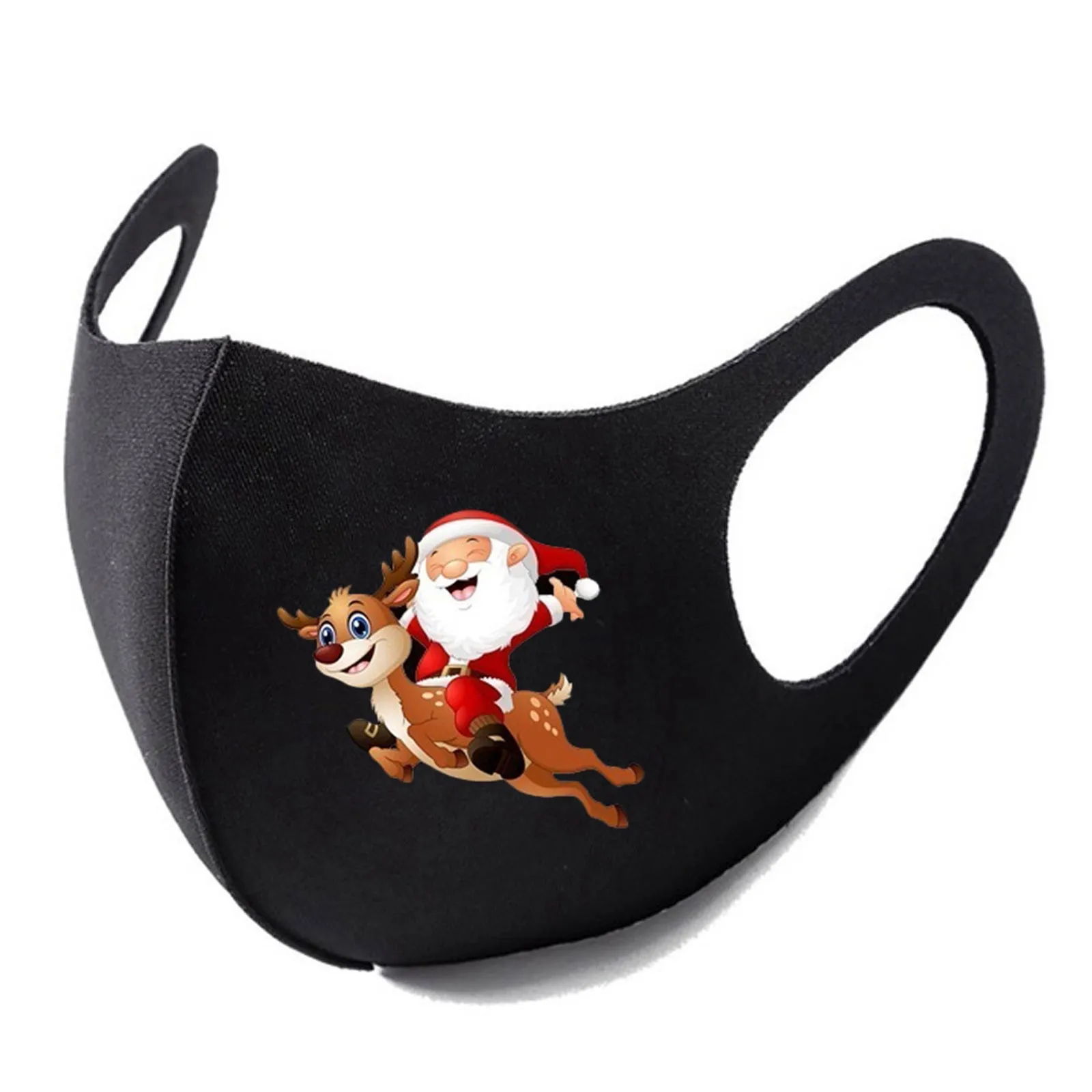 Christmas Prints Mask Adult Reusable Colorful Fabric Face Xmas Print Unisex Neutral Washable Masks Earloop Bandage Masques