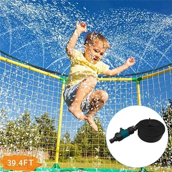 

39.4ft/12m Trampoline Waterpark Sprinkler Best Outdoor Summer Toys For Kids Outside Trampoline Waterpark with 40Pcs Cable Ties