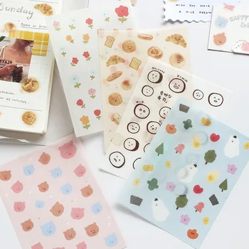 

Mohamm 1 Sheet Flat Stickers Cute Face Food Cartoon Creative Daily Life Stationary Scrapbooking Gift Girl School Supplies