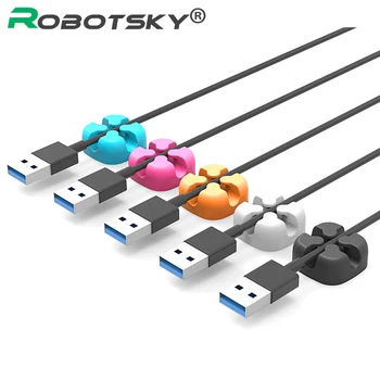 

Colorful Smart Cable Desktop Organizer Silicone Soft Cable Desktop Cord Protector Management Winder Holder Clip Wire Organizer