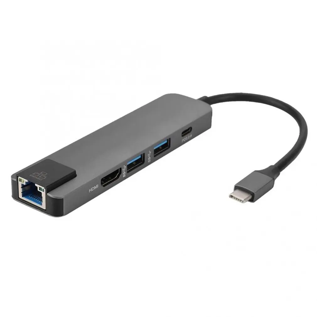 USB C к HDMI 4K+ RJ45 Gigabit Ethernet+ USB 3,1 type C концентратор адаптер Rj45 Lan