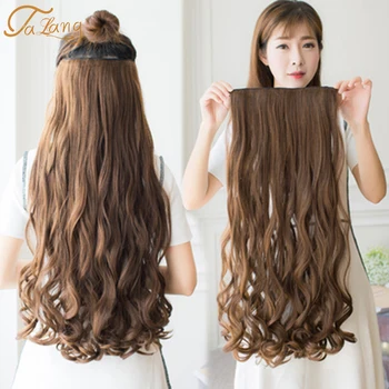 

TALANG Long Synthetic Hair Clip In Hair Extension Heat Resistant Hairpiece Natural Wavy Hair Piece