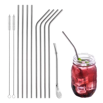 

Drinking Straws Set Of 12 Pieces Stainless Steel Reutilisables With Cleaning Brushes With A Special Straw For Mojito Drink
