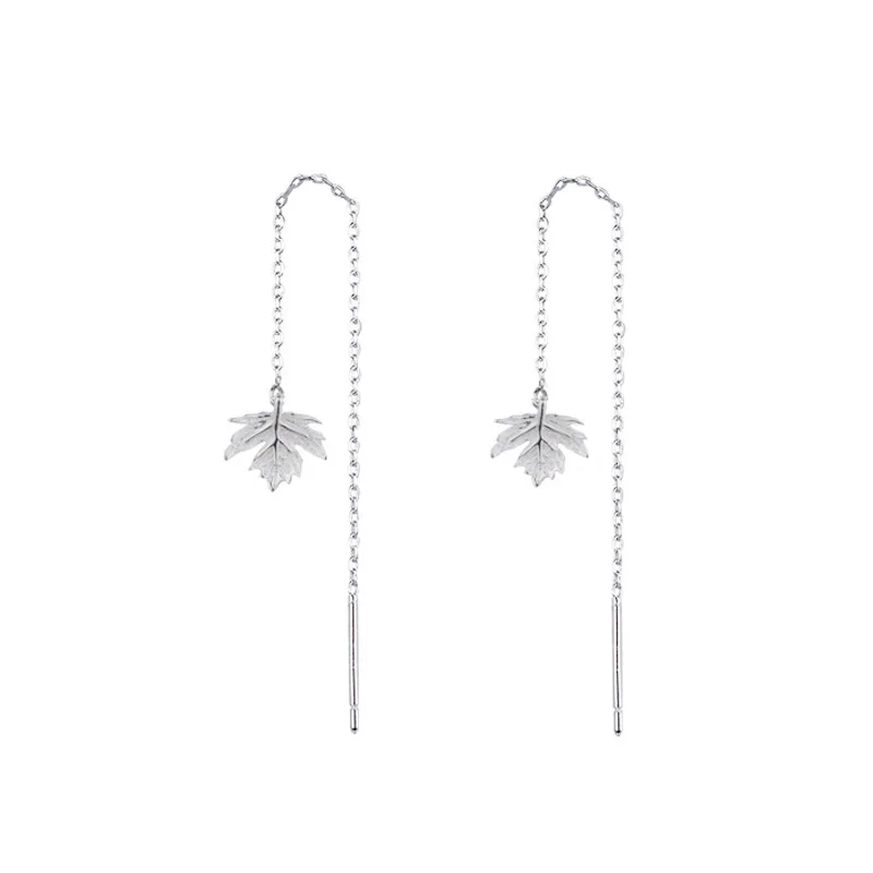 Boako Orecchino a testa piatta forato Orecchini pendenti con catena in nappa in argento sterling S925 Gioielli di personalà della moda Versatili signore  36